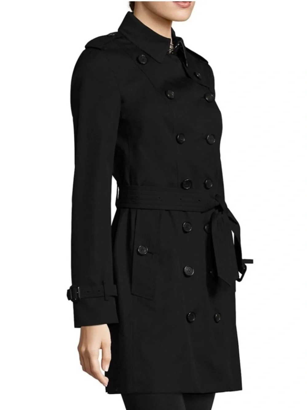 Burberry Trench The Sandringham Heritage Coat Medium Double Breasted Black US16 - Picture 3 of 10